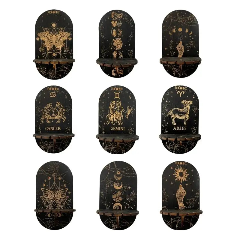 Bohemian Wooden Crystal Display Shelf – Floating Wall-Mounted Holder Rack for Crystals, Jewelry, and Home Decor