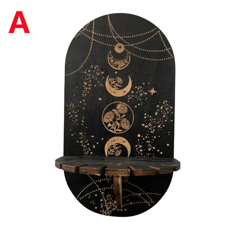 Bohemian Wooden Crystal Display Shelf – Floating Wall-Mounted Holder Rack for Crystals, Jewelry, and Home Decor A