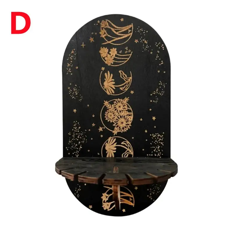 Bohemian Wooden Crystal Display Shelf – Floating Wall-Mounted Holder Rack for Crystals, Jewelry, and Home Decor D