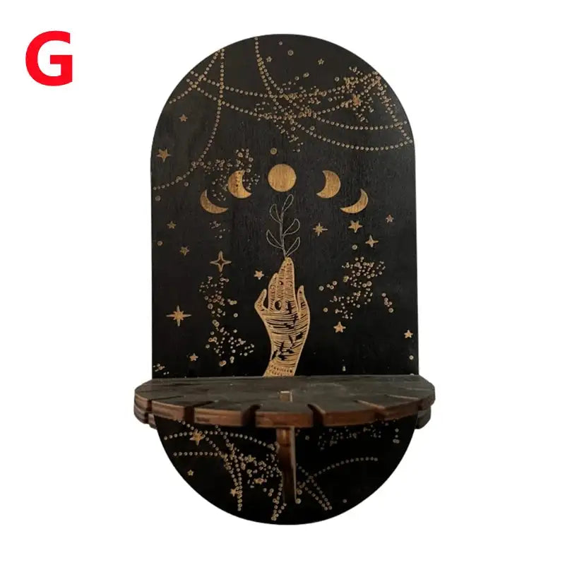 Bohemian Wooden Crystal Display Shelf – Floating Wall-Mounted Holder Rack for Crystals, Jewelry, and Home Decor G