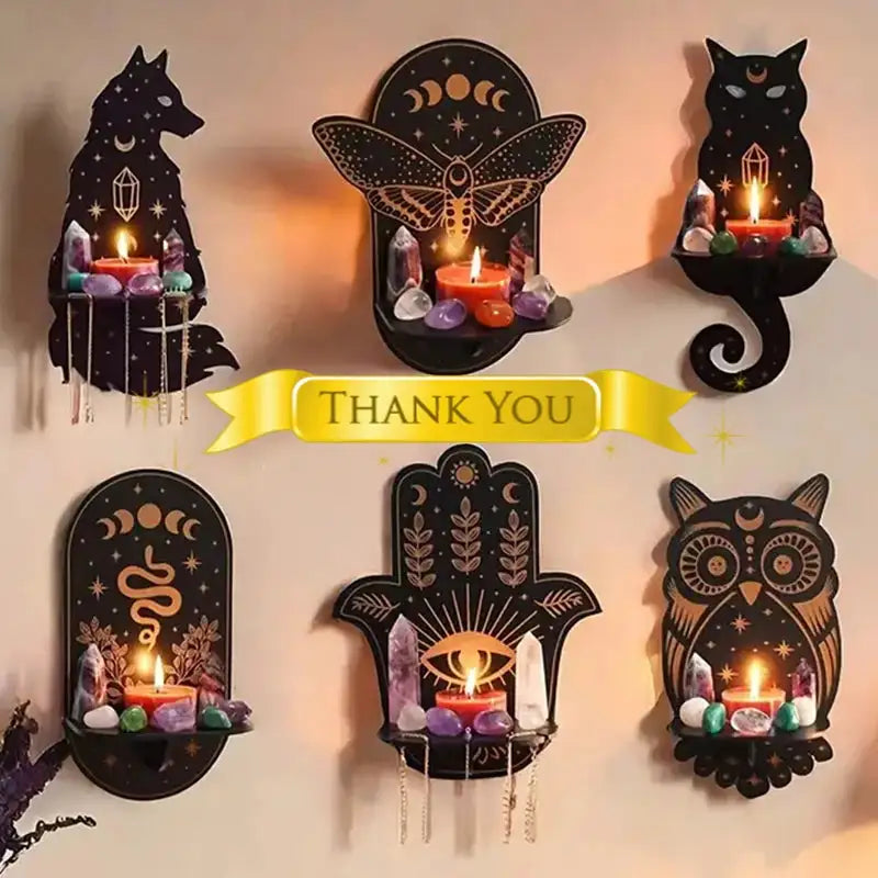 Wooden Crystal Stand & Candle Holder – Smooth Wear-Resistant Hand-Carved Display for Crystals, Candles, and Home Decor