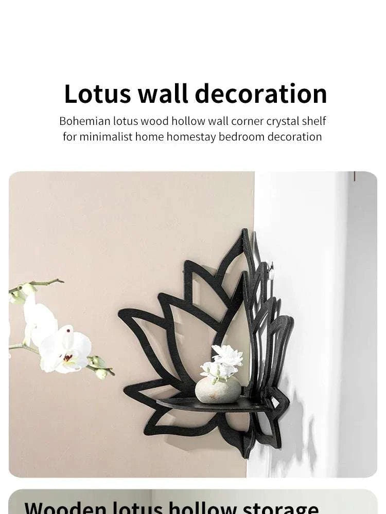 Wooden Lotus Aromatherapy Organizer – Hollow Decorative Rack with Essential Oil & Candle Holder for Wall-Mounted Corner Spaces