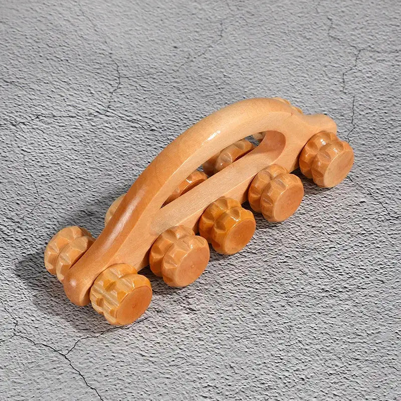 Wooden Manual Massage Roller Tool – Deep Tissue Muscle Massager for Neck, Back, and Legs 10-Roller