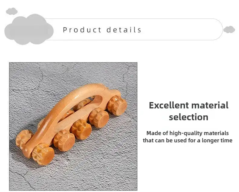 Wooden Manual Massage Roller Tool – Deep Tissue Muscle Massager for Neck, Back, and Legs
