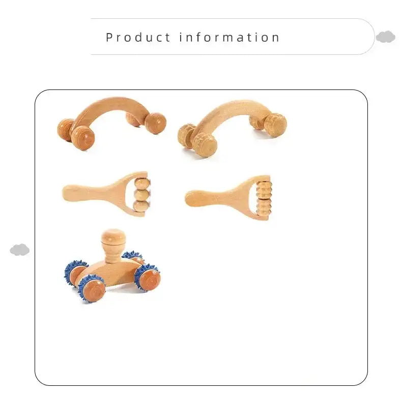 Wooden Manual Massage Roller Tool – Deep Tissue Muscle Massager for Neck, Back, and Legs