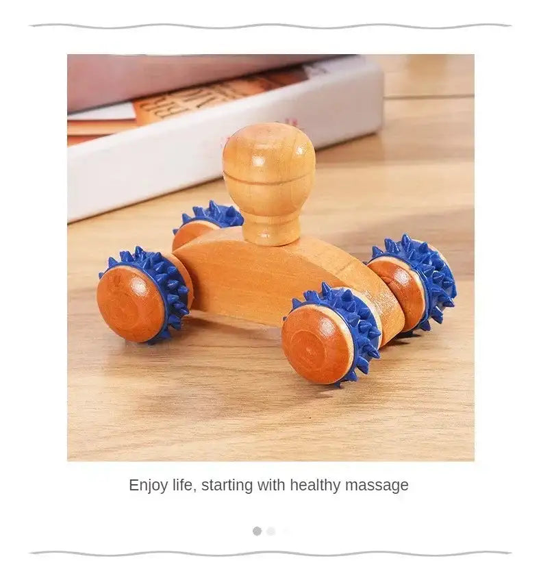 Wooden Manual Massage Roller Tool – Deep Tissue Muscle Massager for Neck, Back, and Legs