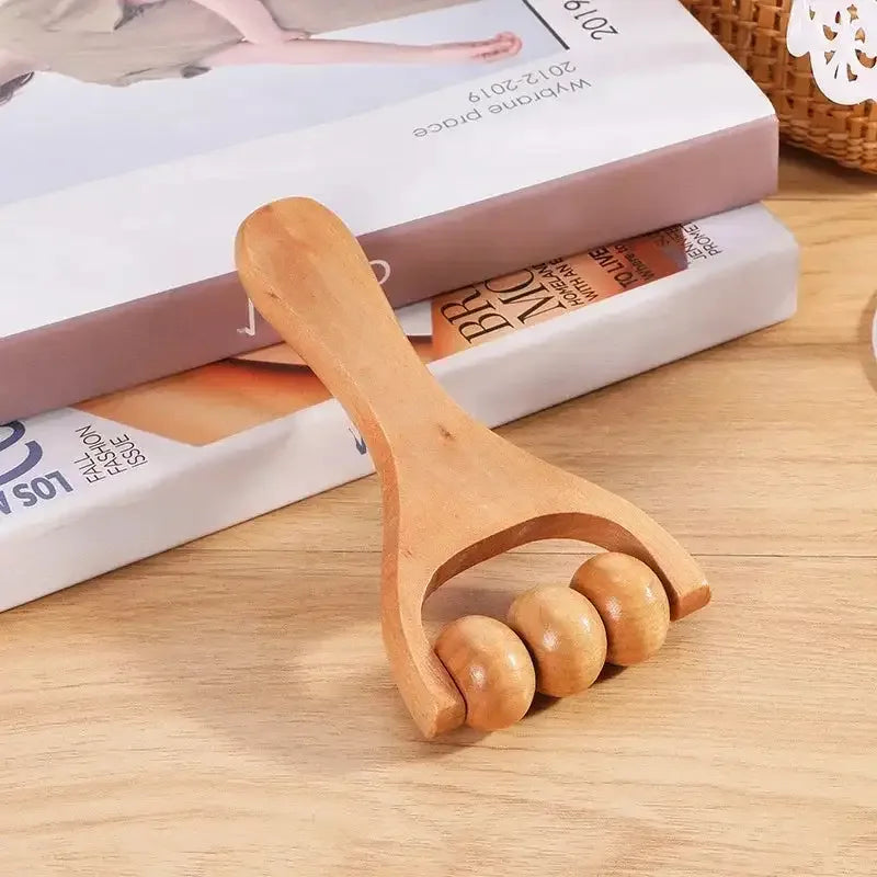 Wooden Manual Massage Roller Tool – Deep Tissue Muscle Massager for Neck, Back, and Legs 3 plants
