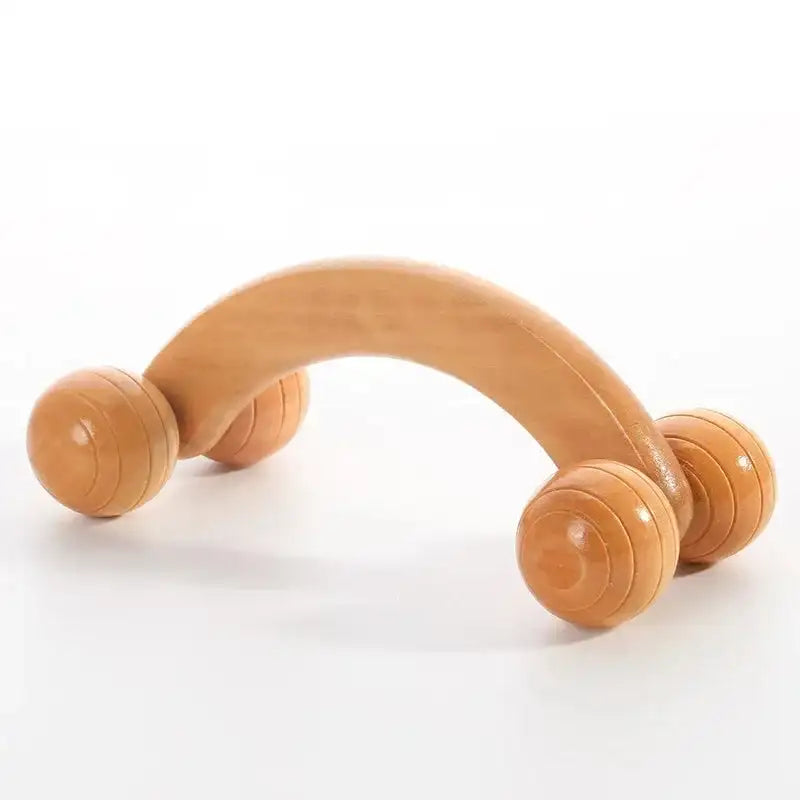 Wooden Manual Massage Roller Tool – Deep Tissue Muscle Massager for Neck, Back, and Legs 4 rounds-A