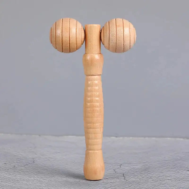 Wooden Manual Massage Roller Tool – Deep Tissue Muscle Massager for Neck, Back, and Legs 2-Round Roller