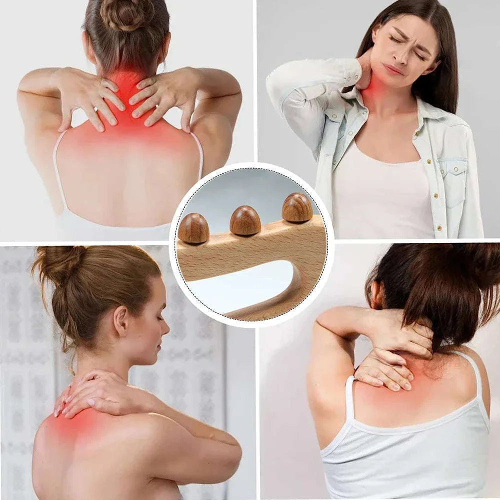 Wooden Trigger Point Massage Brush – Wood Therapy Tool for Cellulite Reduction, Lymphatic Drainage & Body Sculpting﻿