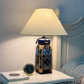 Woven Bamboo Rice Basket Lamp with Elegant Shade ลายตัด