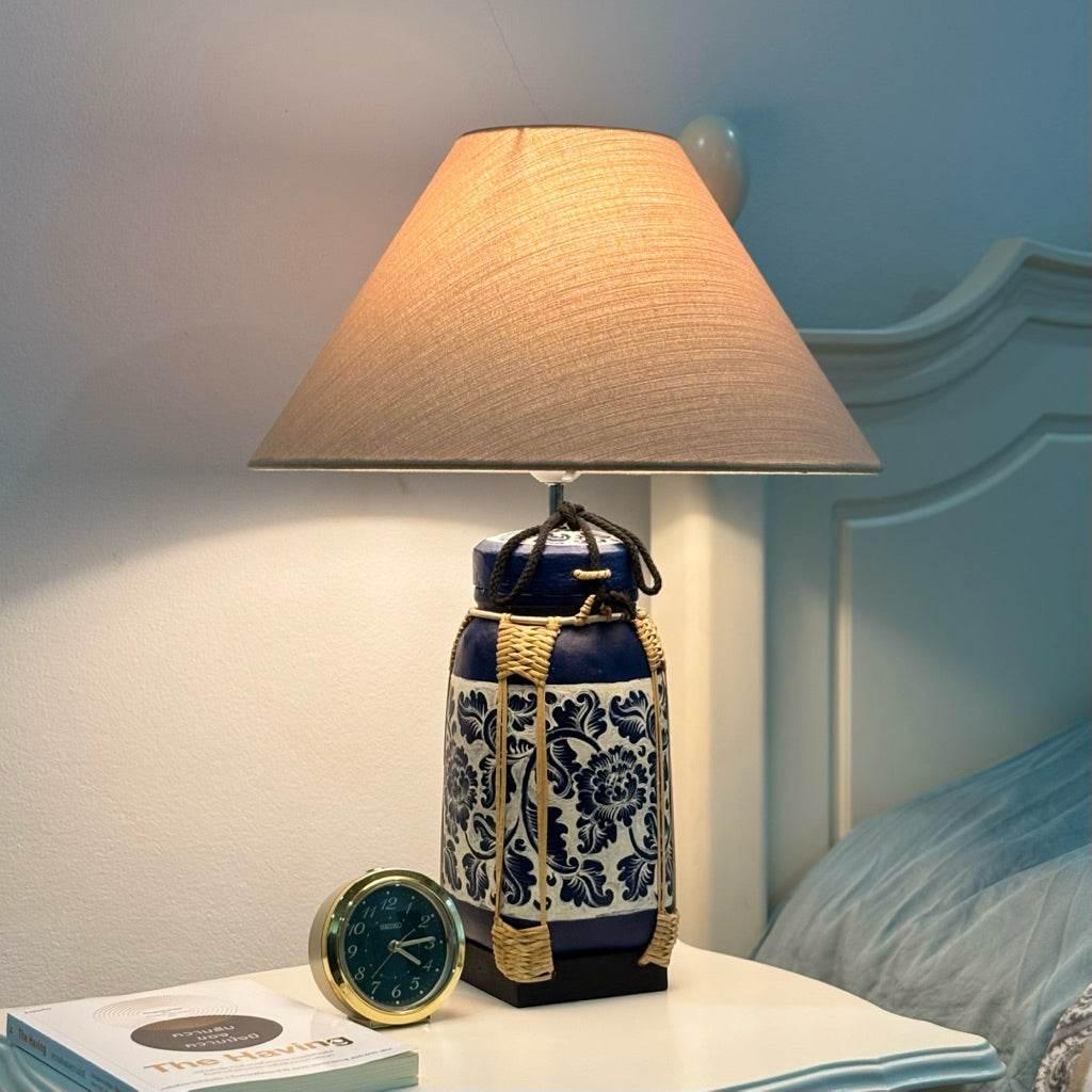 Woven Bamboo Rice Basket Lamp with Elegant Shade