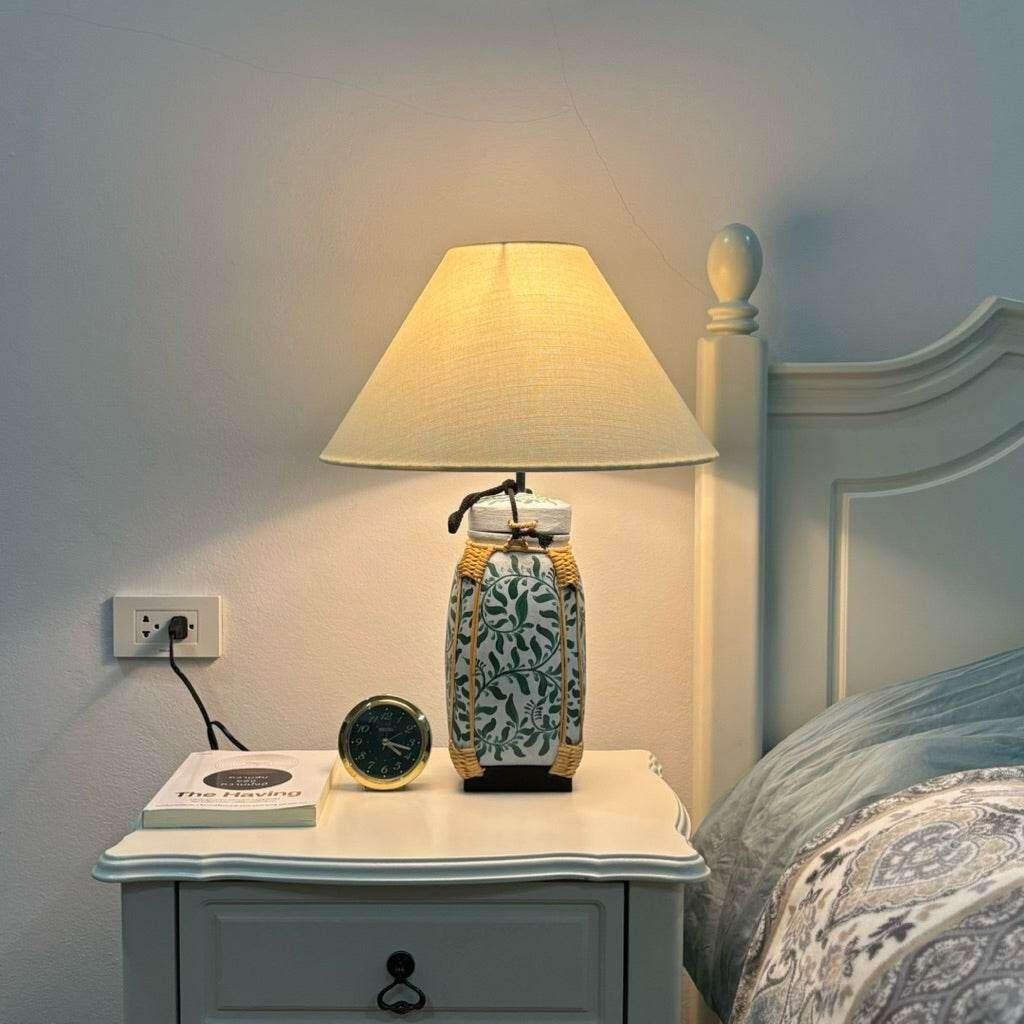 Woven Bamboo Rice Basket Lamp with Elegant Shade