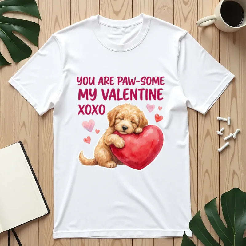 You Are Paw-some Valentine T-Shirt | Puppy Heart My Valentine Dog Love Graphic Tee White