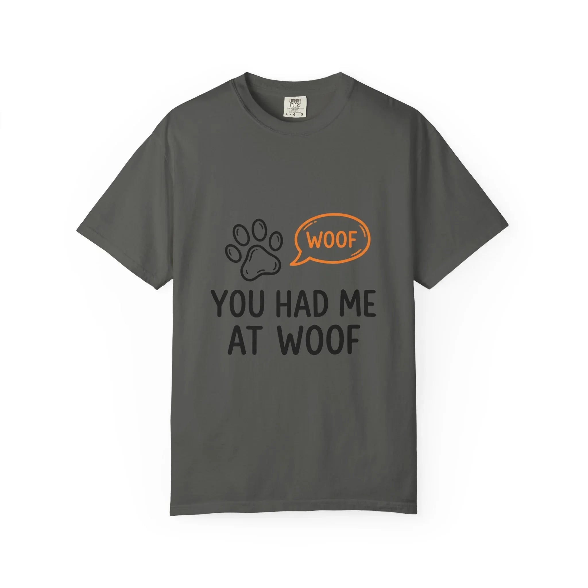 You Had Me At Woof Shirt, Dog Lover T-Shirt, Cute Paw Print Tee, Funny Dog Pun, Dog Mom Gift, Dog Dad Gift Pepper