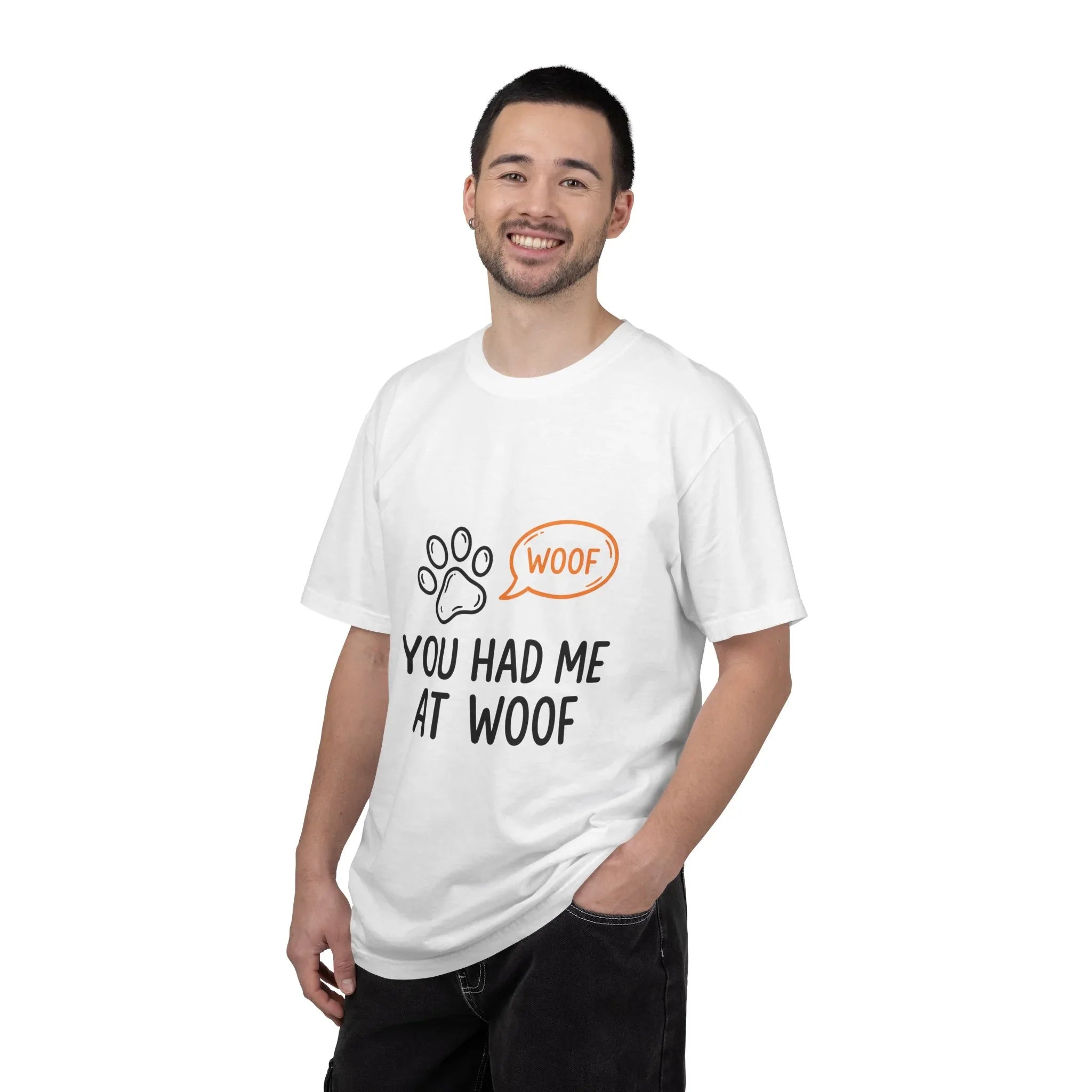 You Had Me At Woof Shirt, Dog Lover T-Shirt, Cute Paw Print Tee, Funny Dog Pun, Dog Mom Gift, Dog Dad Gift