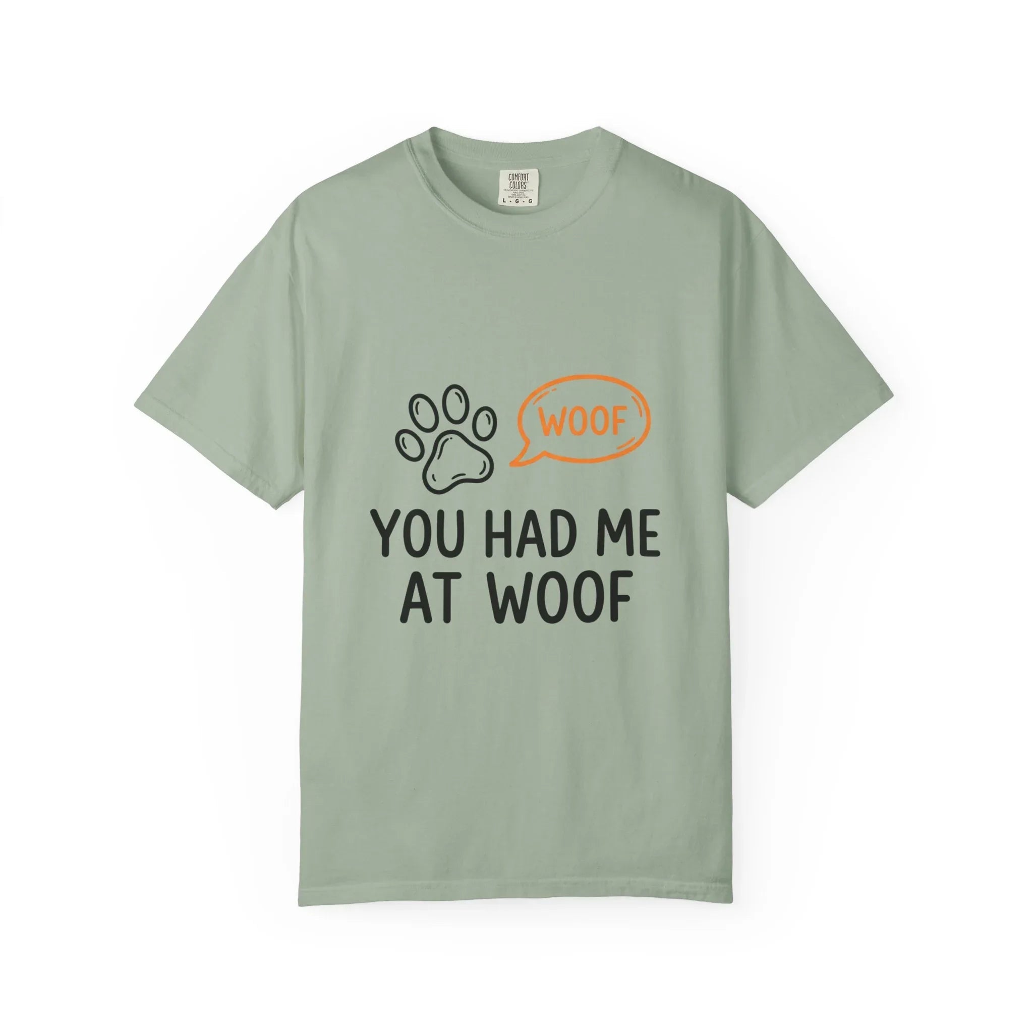 You Had Me At Woof Shirt, Dog Lover T-Shirt, Cute Paw Print Tee, Funny Dog Pun, Dog Mom Gift, Dog Dad Gift Bay