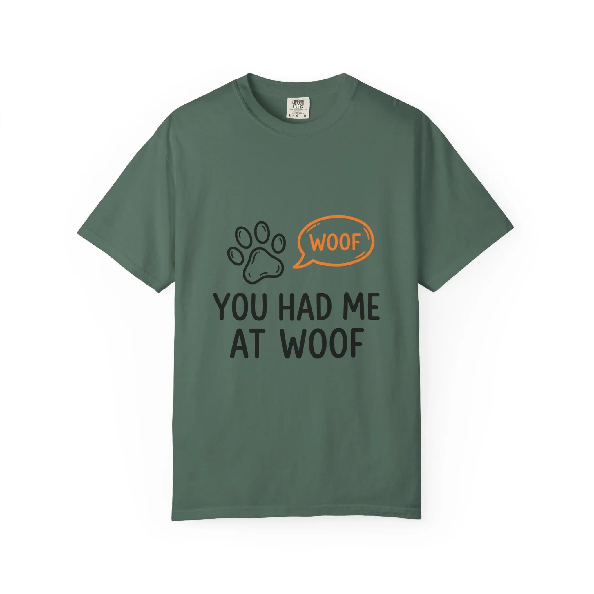 You Had Me At Woof Shirt, Dog Lover T-Shirt, Cute Paw Print Tee, Funny Dog Pun, Dog Mom Gift, Dog Dad Gift Blue Spruce