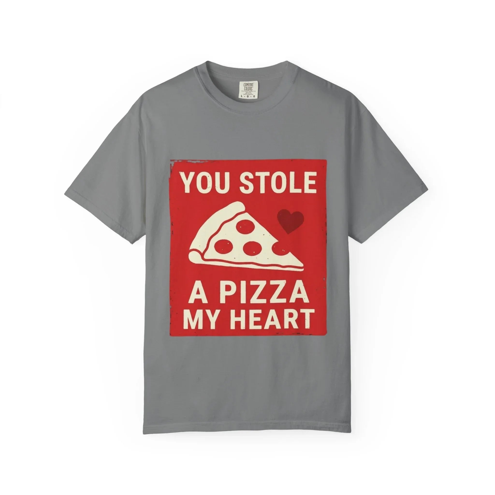 You Stole a Pizza My Heart Shirt, Funny Pizza Pun Tee, Cute Valentine Food T-Shirt, Pizza Lover Gift, Couples Date Night Grey