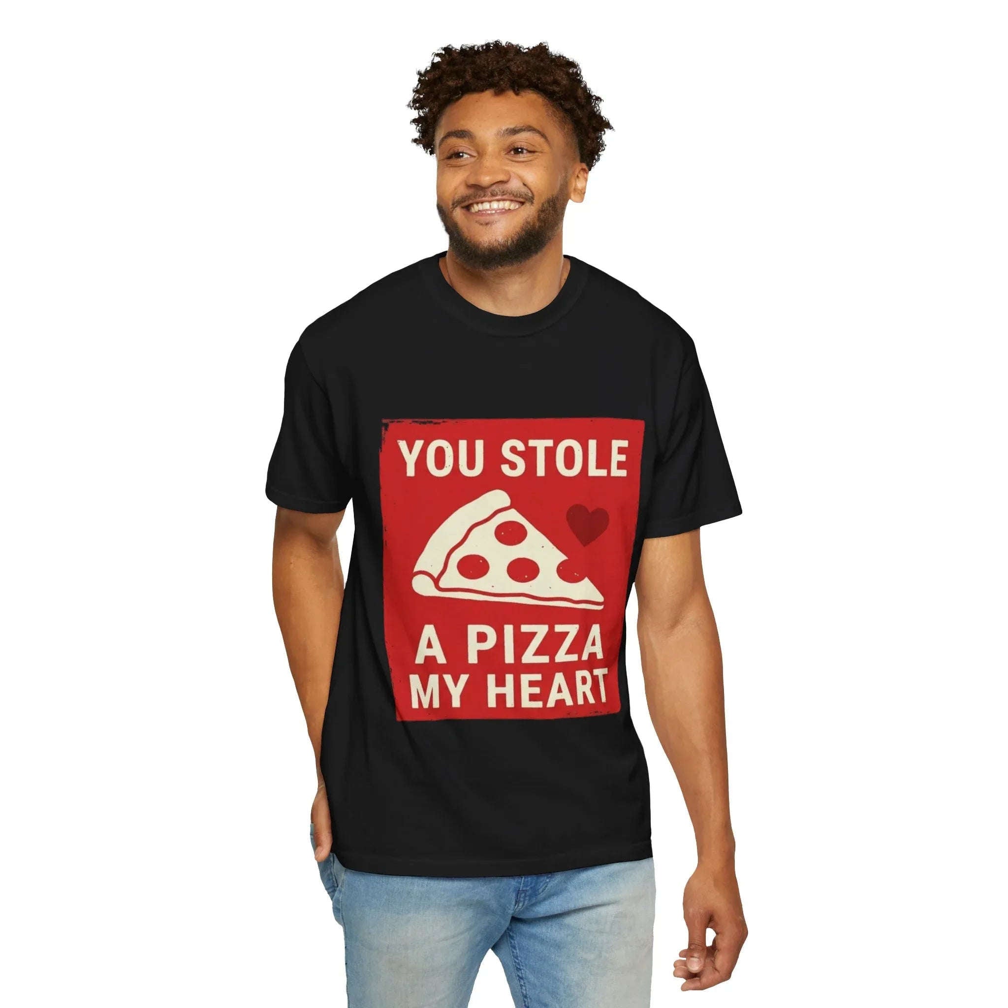You Stole a Pizza My Heart Shirt, Funny Pizza Pun Tee, Cute Valentine Food T-Shirt, Pizza Lover Gift, Couples Date Night Black
