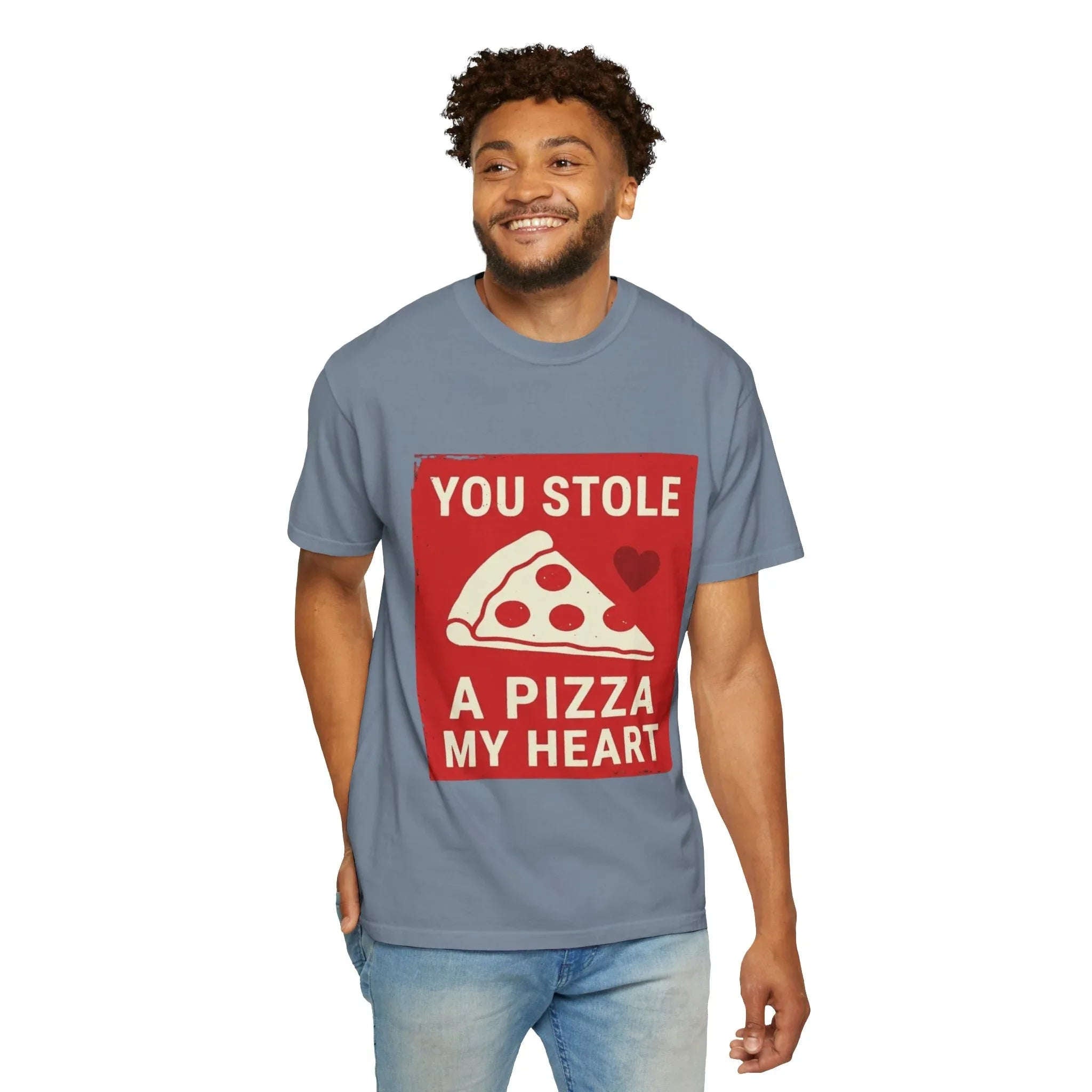 You Stole a Pizza My Heart Shirt, Funny Pizza Pun Tee, Cute Valentine Food T-Shirt, Pizza Lover Gift, Couples Date Night Blue Jean