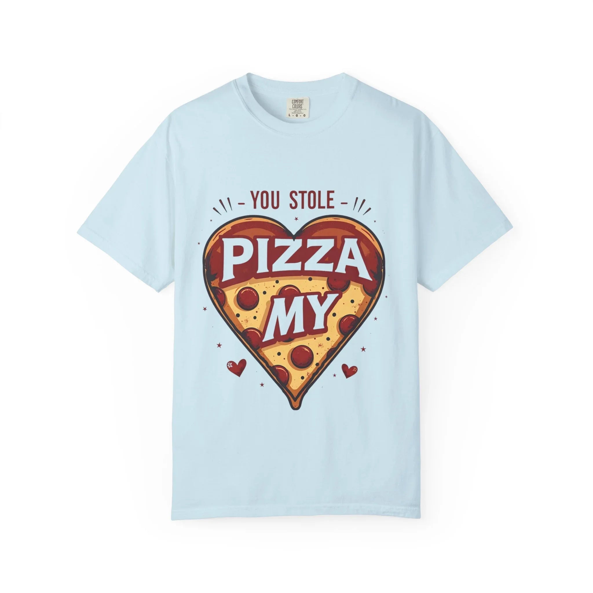 You Stole My Pizza Shirt, Pizza Heart Tee, Cute Food Pun T-Shirt, Funny Valentine Gift, Pizza Lover Couples Date Night Chambray