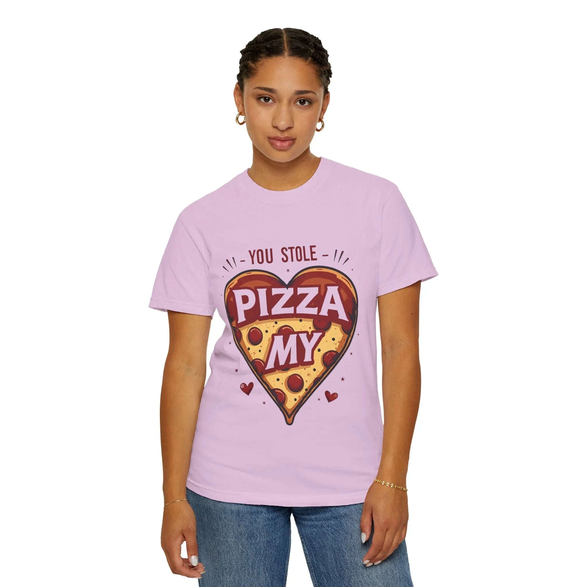 You Stole My Pizza Shirt, Pizza Heart Tee, Cute Food Pun T-Shirt, Funny Valentine Gift, Pizza Lover Couples Date Night Orchid