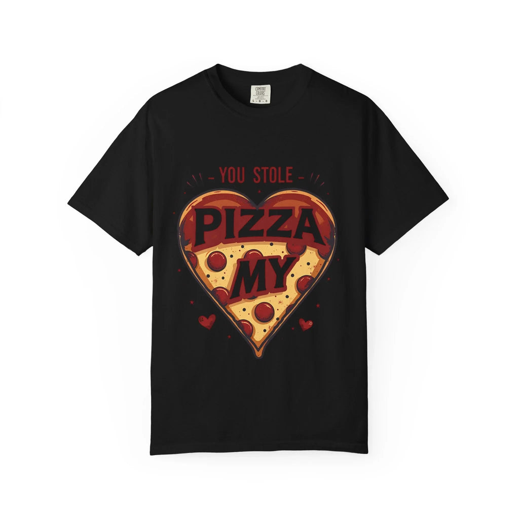 You Stole My Pizza Shirt, Pizza Heart Tee, Cute Food Pun T-Shirt, Funny Valentine Gift, Pizza Lover Couples Date Night Black