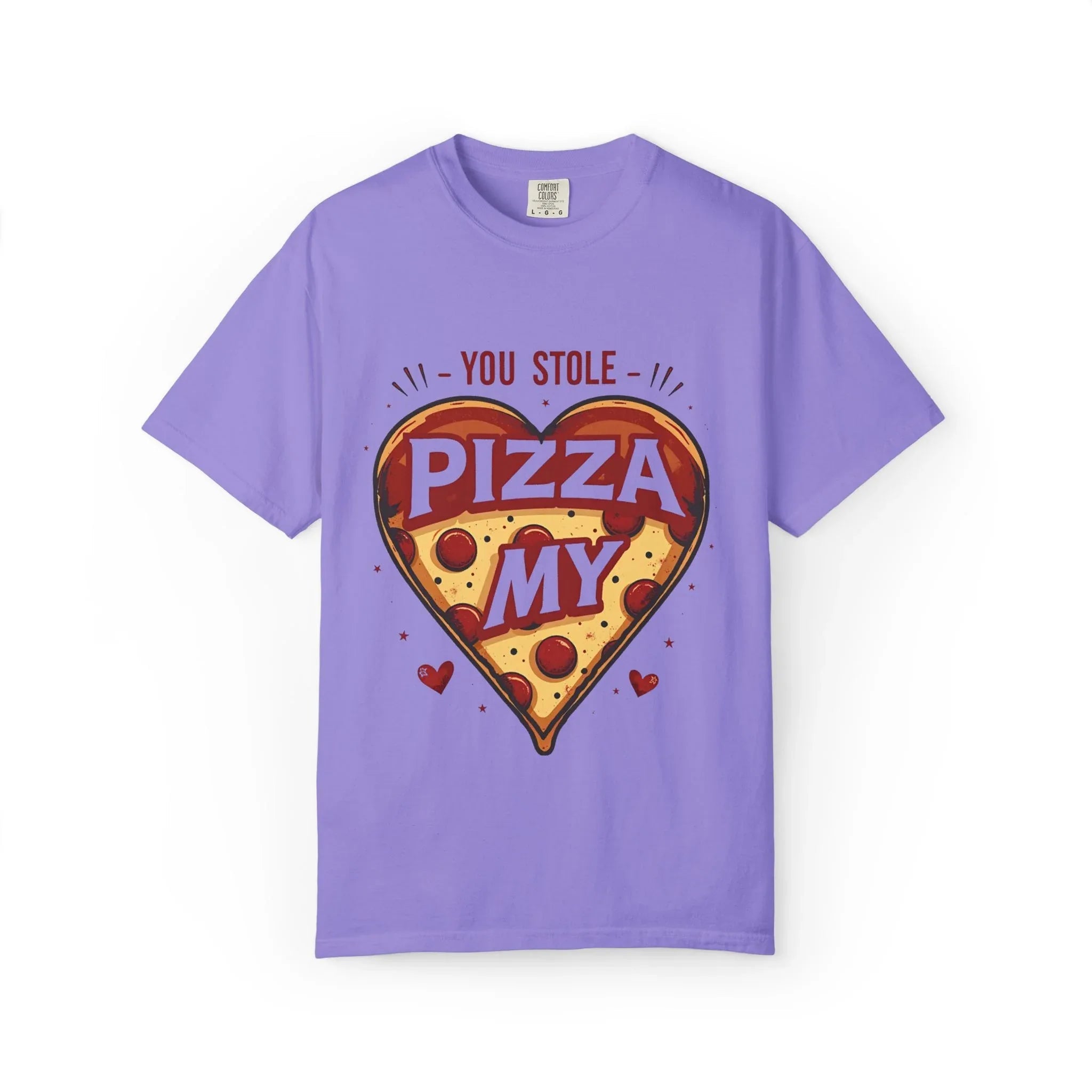 You Stole My Pizza Shirt, Pizza Heart Tee, Cute Food Pun T-Shirt, Funny Valentine Gift, Pizza Lover Couples Date Night Violet