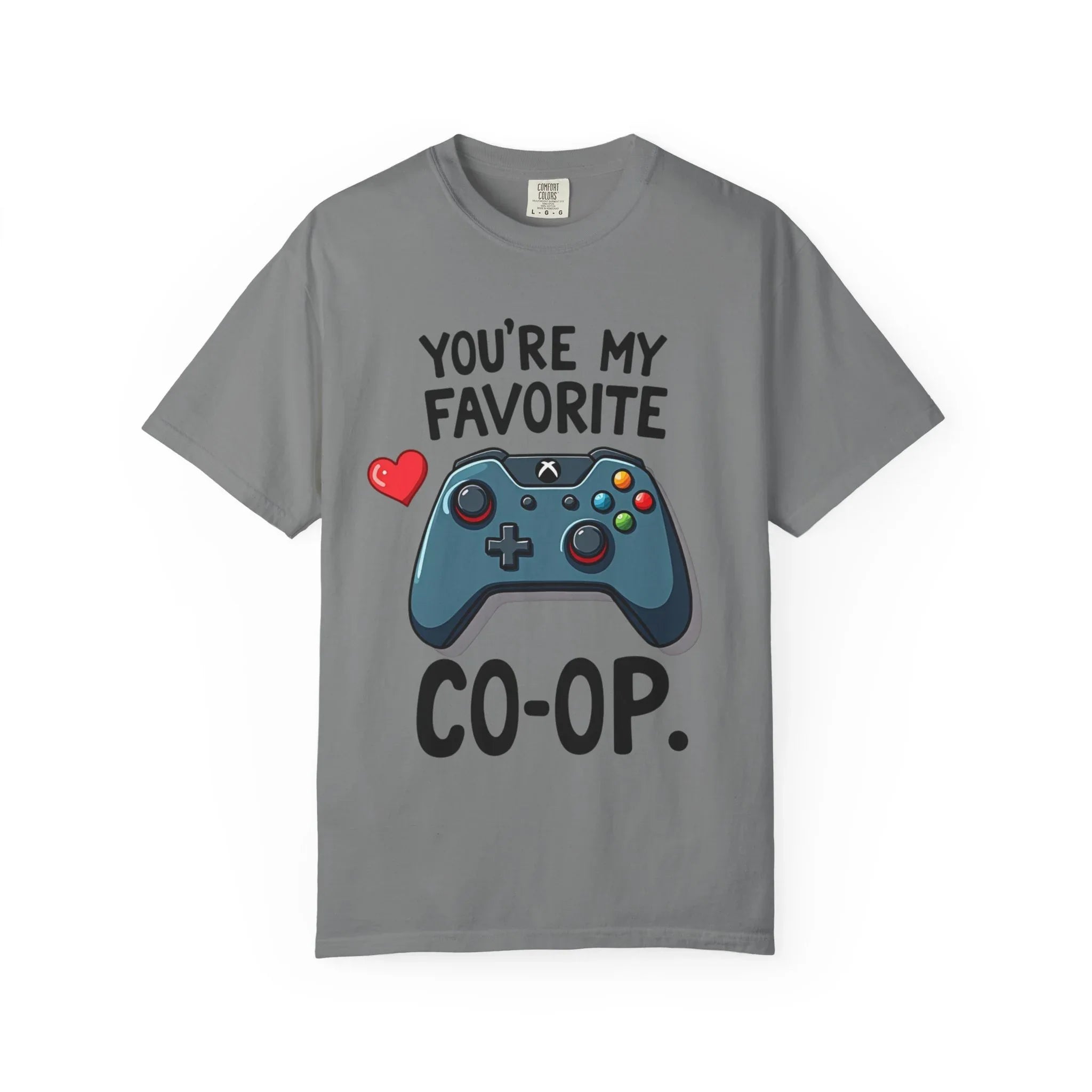 Youre My Favorite Co Op Controller Shirt, Gamer Couple T-Shirt, Cute Controller Heart Tee, Player 2 Gift, Valentine Gaming Grey