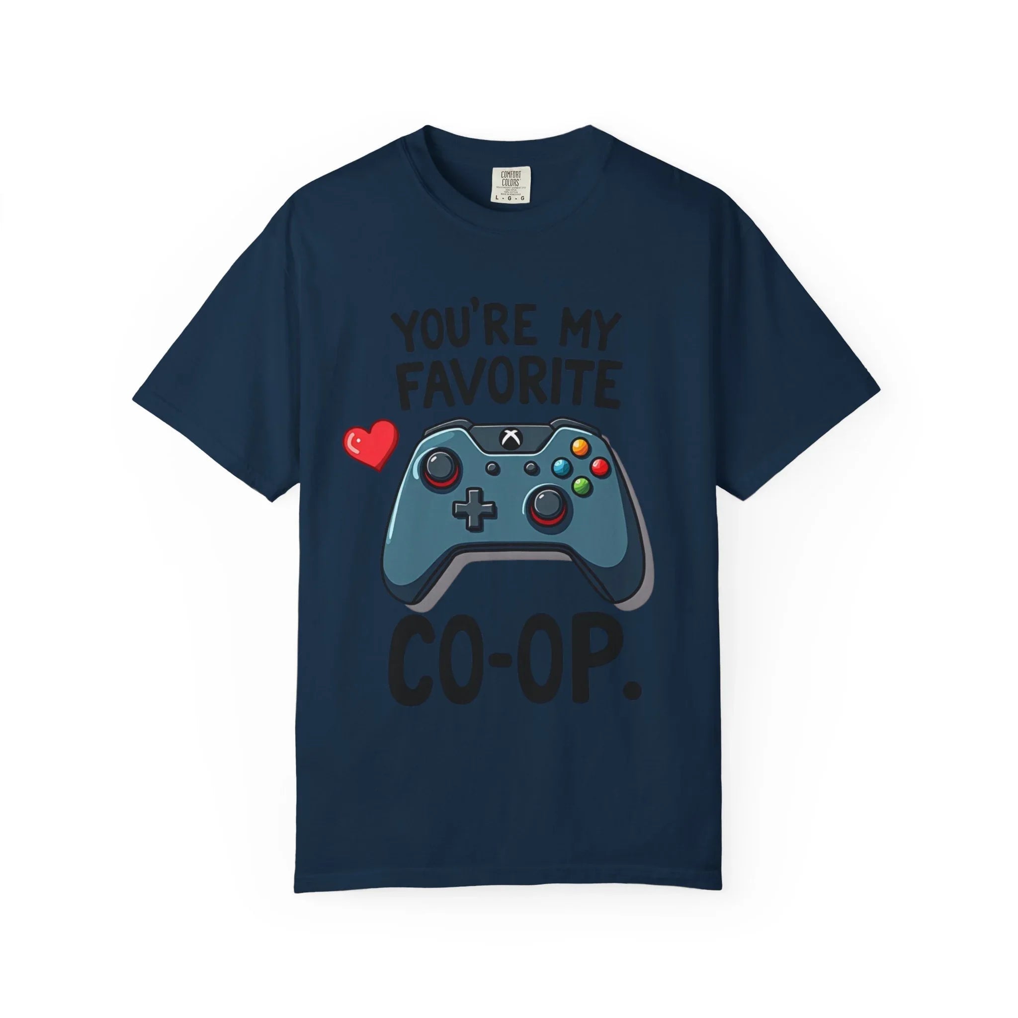 Youre My Favorite Co Op Controller Shirt, Gamer Couple T-Shirt, Cute Controller Heart Tee, Player 2 Gift, Valentine Gaming True Navy