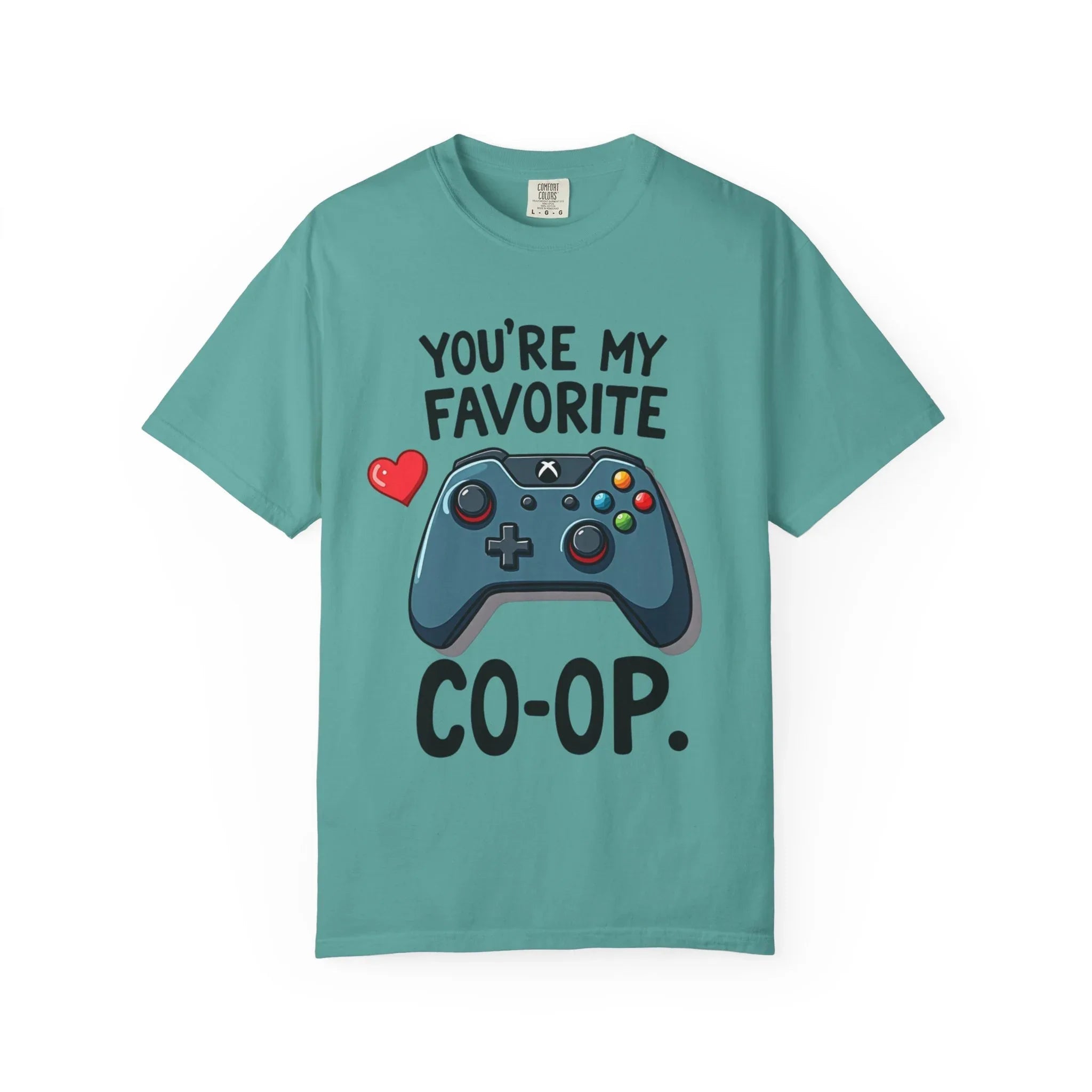 Youre My Favorite Co Op Controller Shirt, Gamer Couple T-Shirt, Cute Controller Heart Tee, Player 2 Gift, Valentine Gaming Seafoam