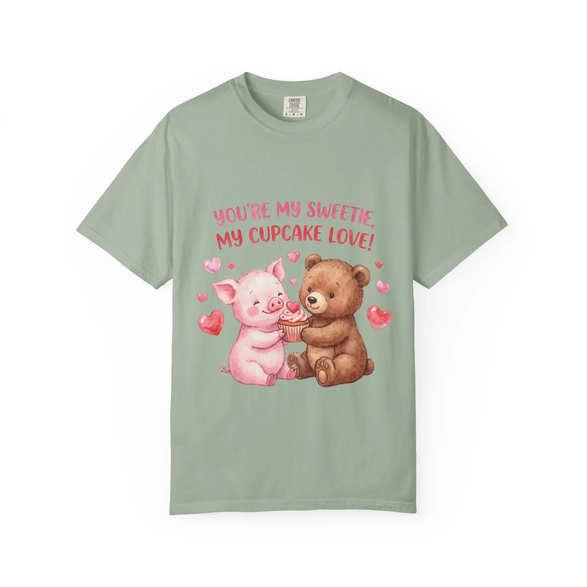 Youre My Sweetie My Cupcake Love T Shirt Cute Pig Bear Hearts Watercolor Cozy Vintage Aesthetic Gift Animal Lovers Soft Cotton Romantic Tee Bay