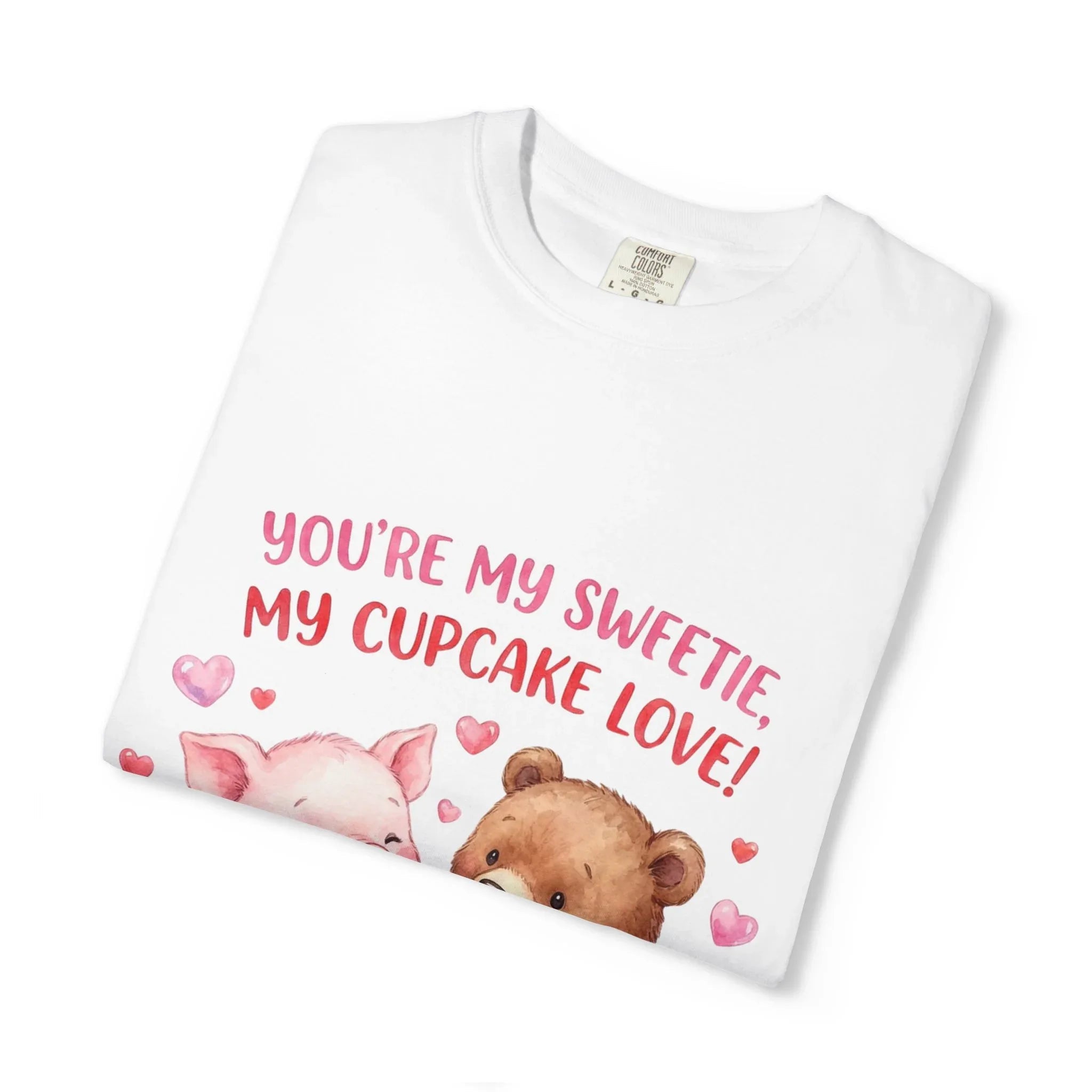 Youre My Sweetie My Cupcake Love T Shirt Cute Pig Bear Hearts Watercolor Cozy Vintage Aesthetic Gift Animal Lovers Soft Cotton Romantic Tee