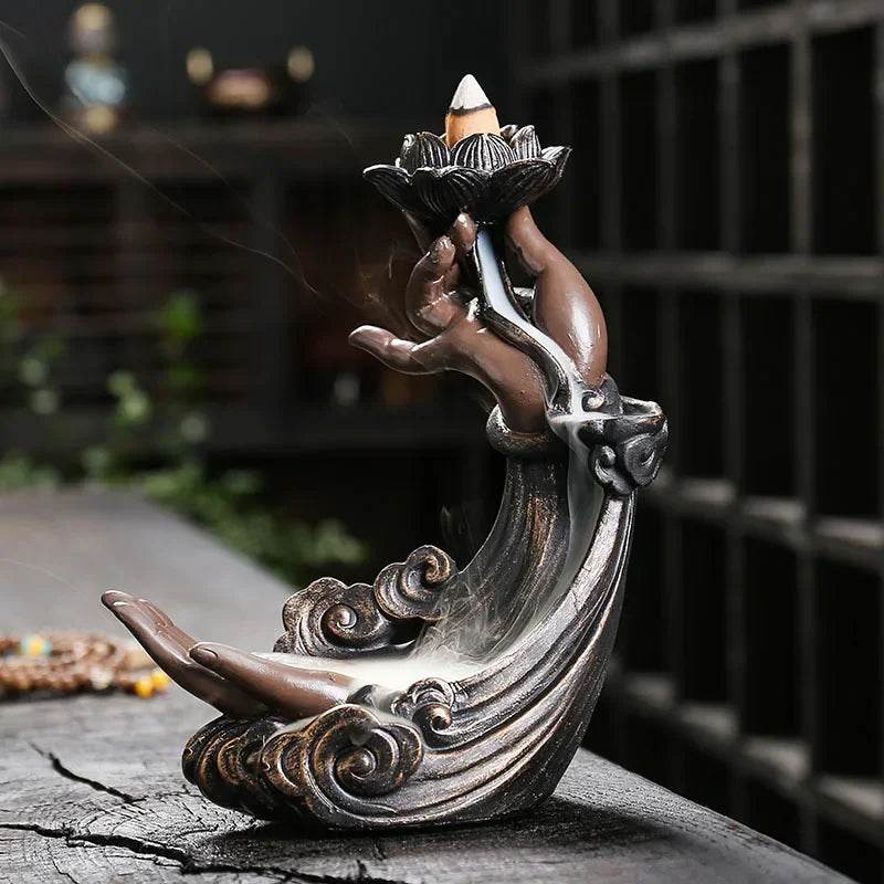Backflow Incense Burner Waterfall Statue for Aromatherapy and Relaxation