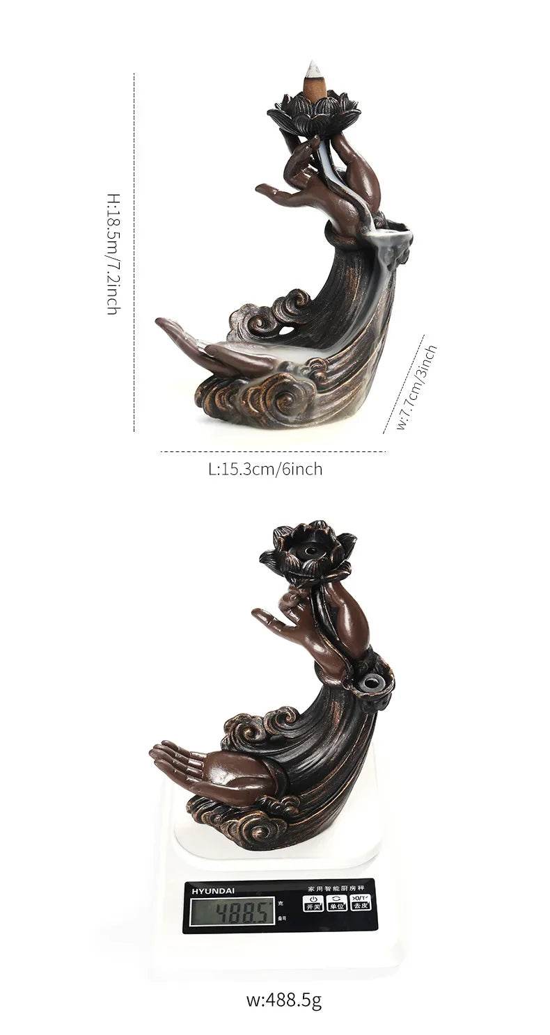 Backflow Incense Burner Waterfall Statue for Aromatherapy and Relaxation