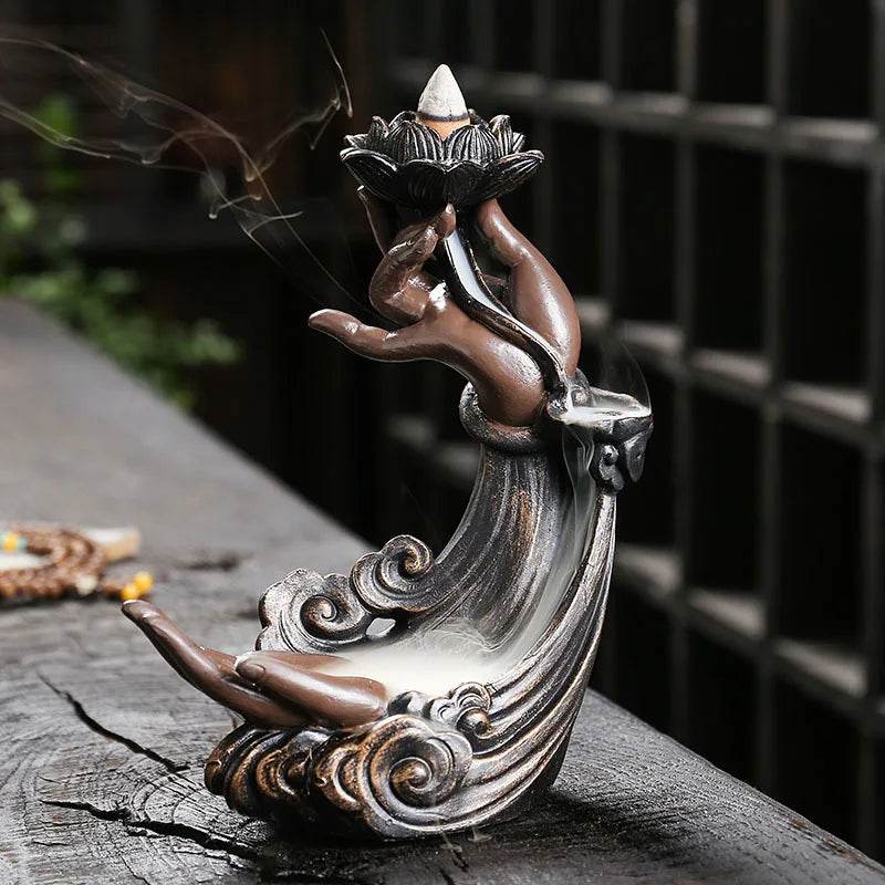 Backflow Incense Burner Waterfall Statue for Aromatherapy and Relaxation