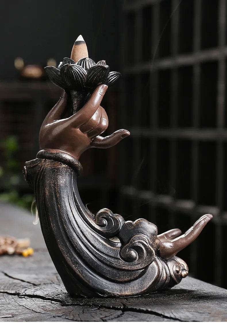 Backflow Incense Burner Waterfall Statue for Aromatherapy and Relaxation