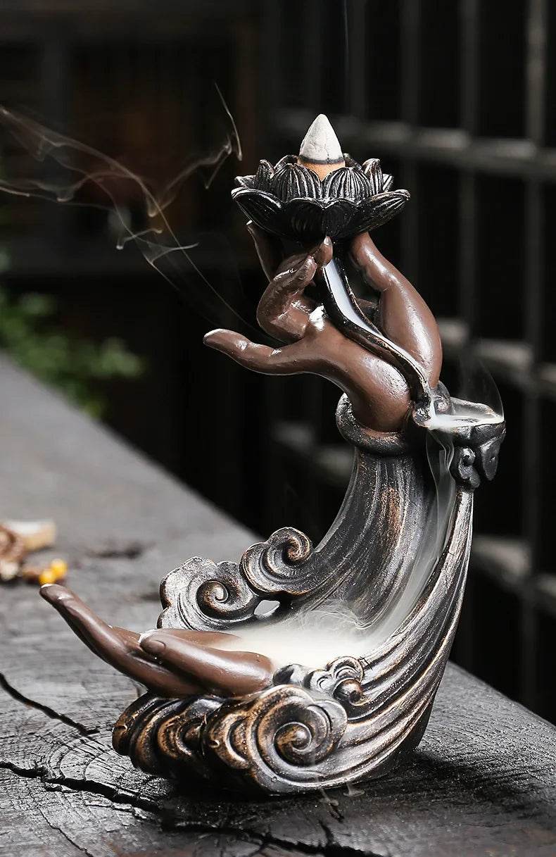 Backflow Incense Burner Waterfall Statue for Aromatherapy and Relaxation