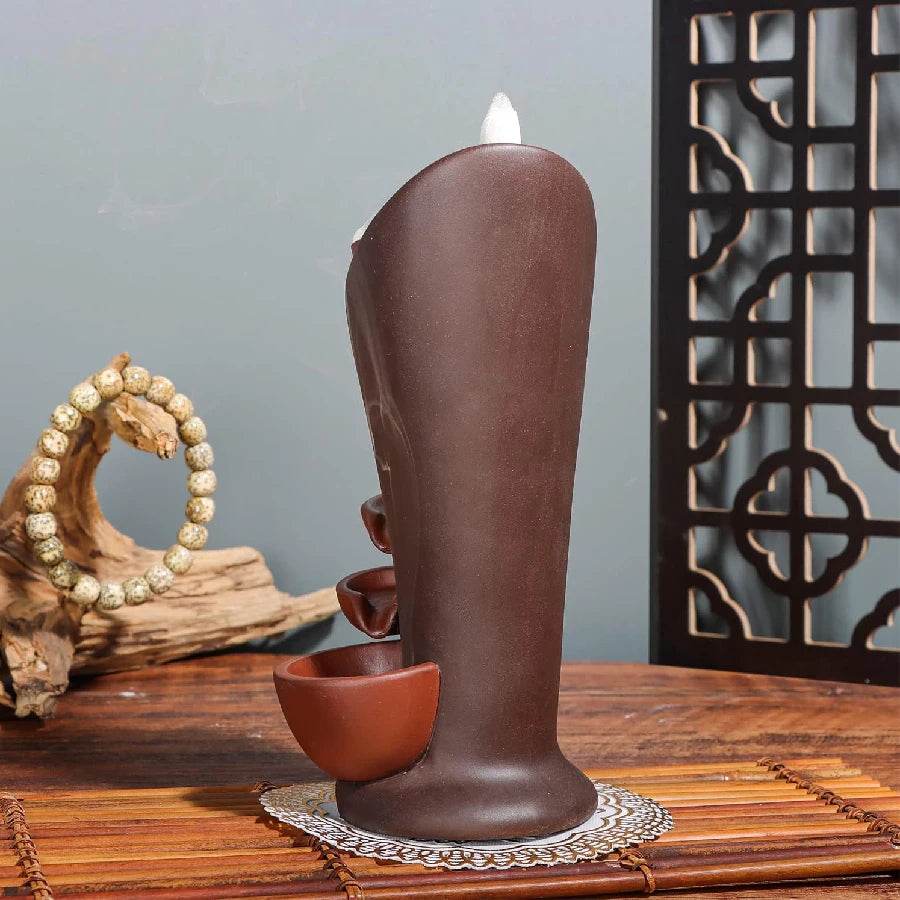 Handcrafted Thai Backflow Incense Burner Bracket – Sacred Waterfall Decor for Spiritual Harmony & Air Purification