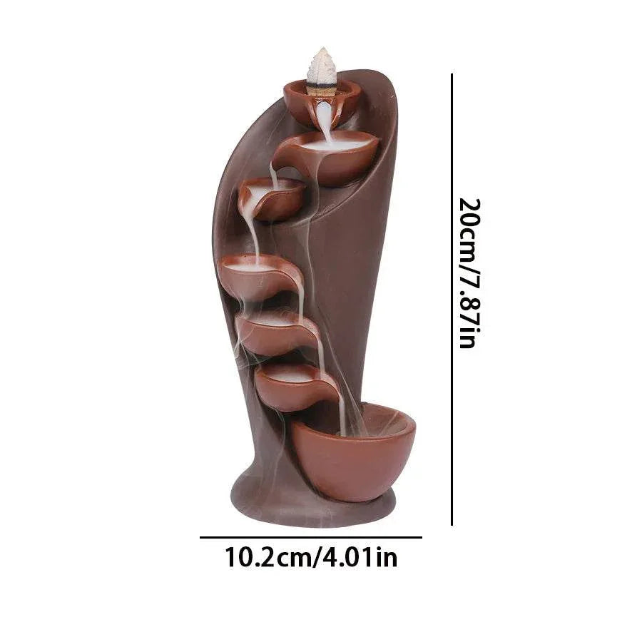 Handcrafted Thai Backflow Incense Burner Bracket – Sacred Waterfall Decor for Spiritual Harmony & Air Purification