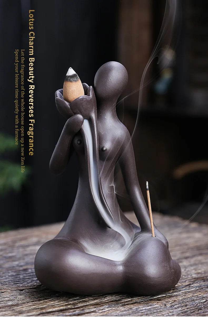 Purple Clay Incense Burner for Zen Meditation and Home Decor