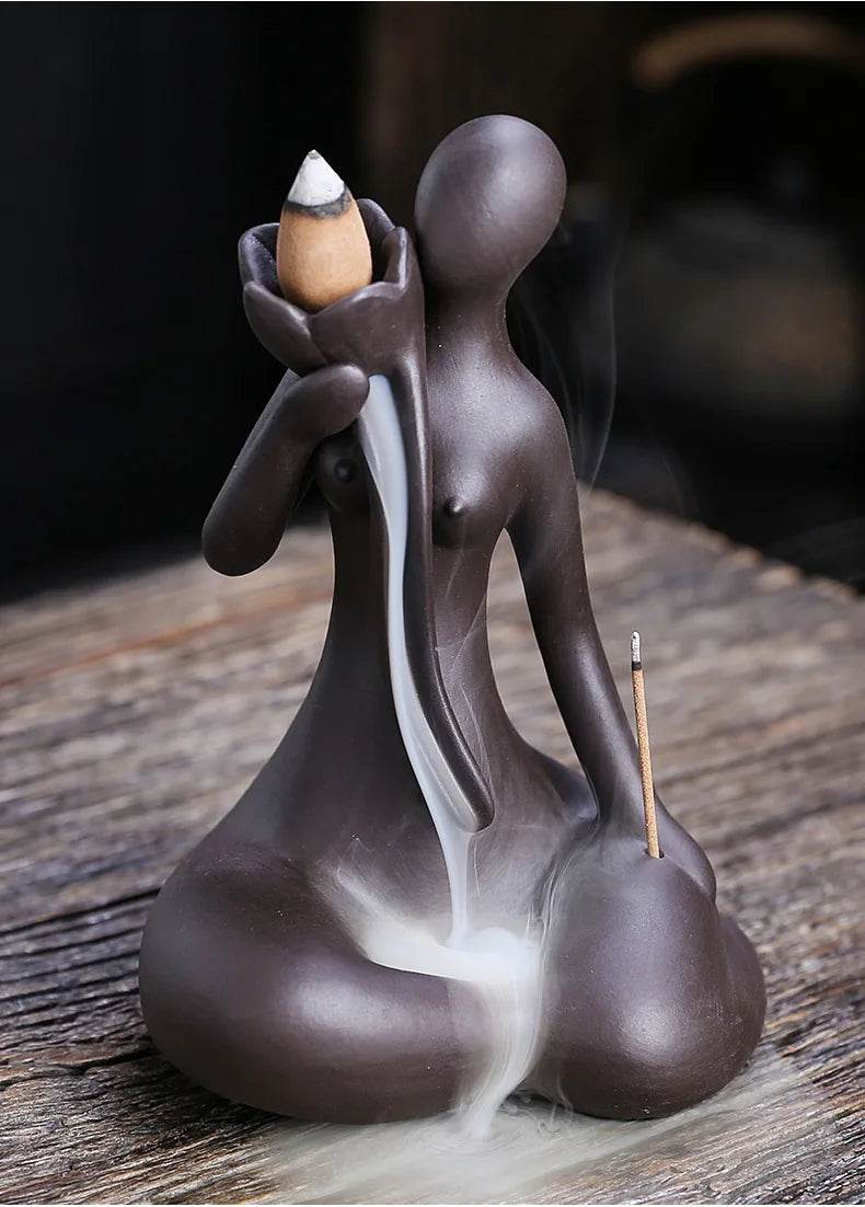 Purple Clay Incense Burner for Zen Meditation and Home Decor