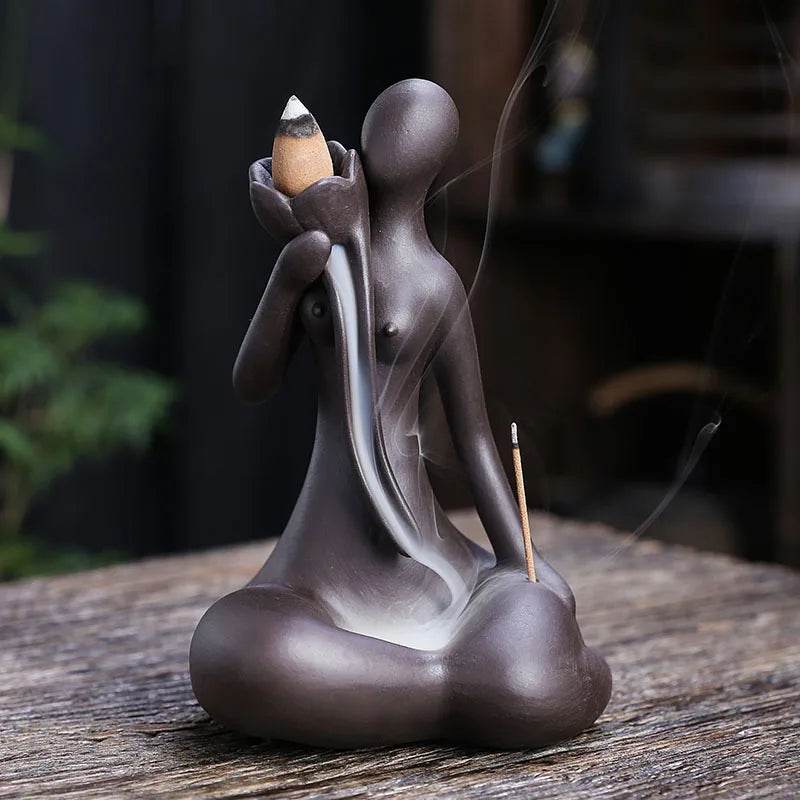 Purple Clay Incense Burner for Zen Meditation and Home Decor