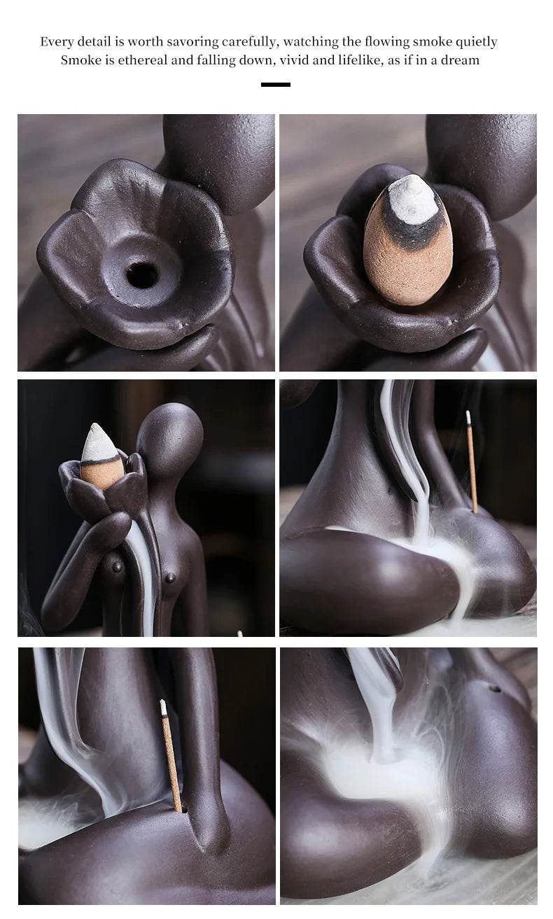 Purple Clay Incense Burner for Zen Meditation and Home Decor