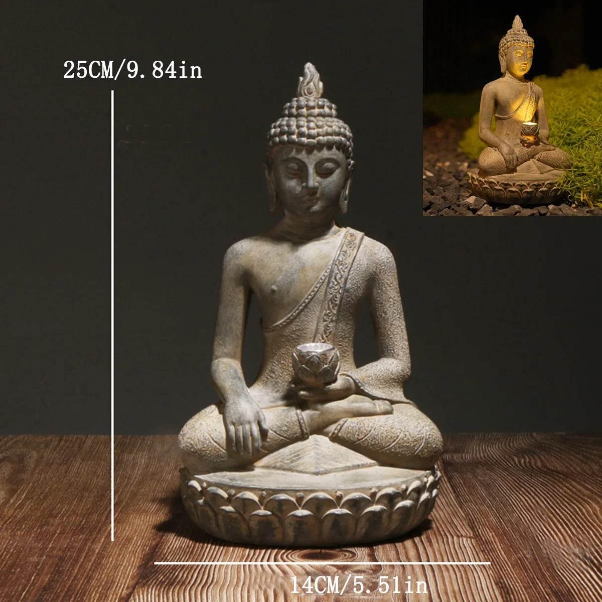 Solar Powered Buddha Garden Statue with LED Light jiantoufou