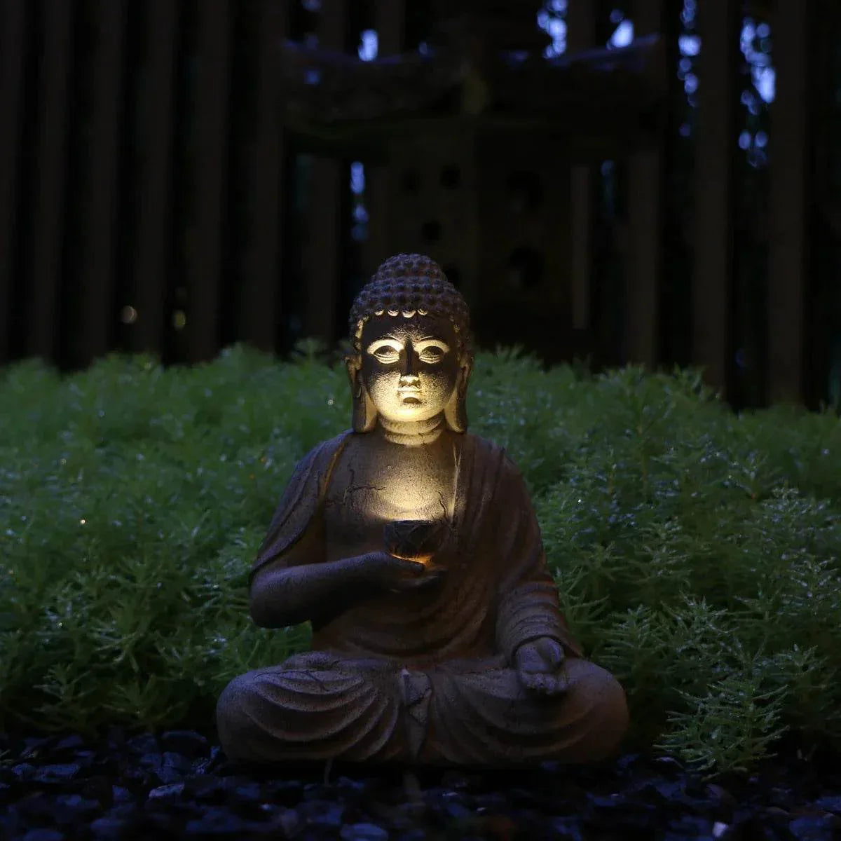 Solar Powered Buddha Garden Statue with LED Light