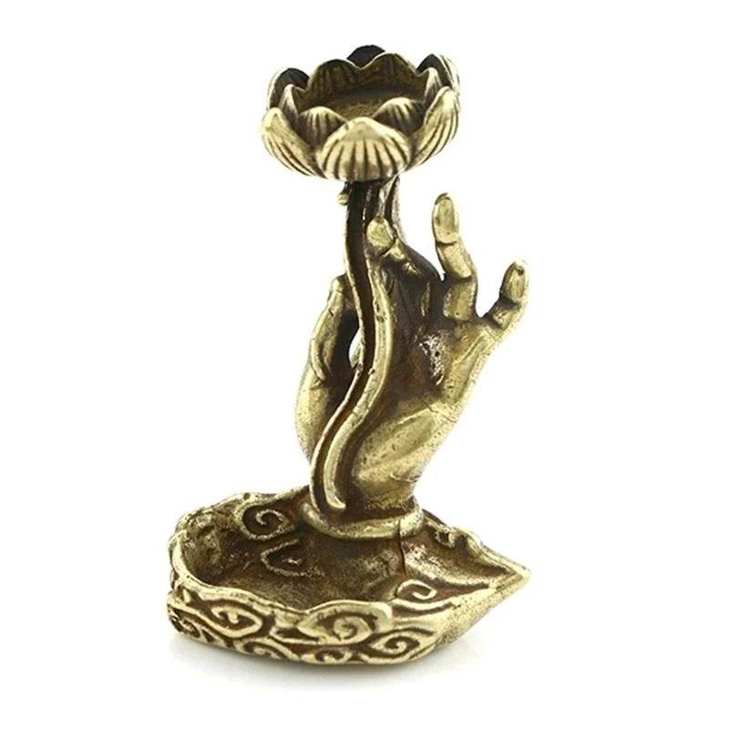 Antique Brass Buddha Incense Burner – Zen-Inspired Graphite Alloy Backflow Stand for Tea Rooms & Mindful Interiors C