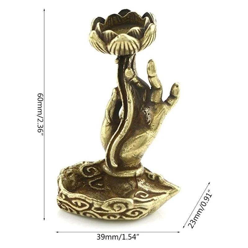 Antique Brass Buddha Incense Burner – Zen-Inspired Graphite Alloy Backflow Stand for Tea Rooms & Mindful Interiors