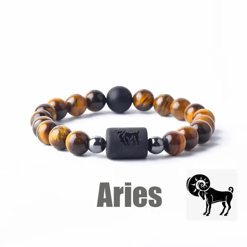 ✨ Zodiac Sign Bracelet Homme 12 Constellation Bangles – Adjustable Unisex Astrology Jewelry | Gemini, Virgo, Leo, Libra & More | Perfect Friendship Gift 24 8mm Beads